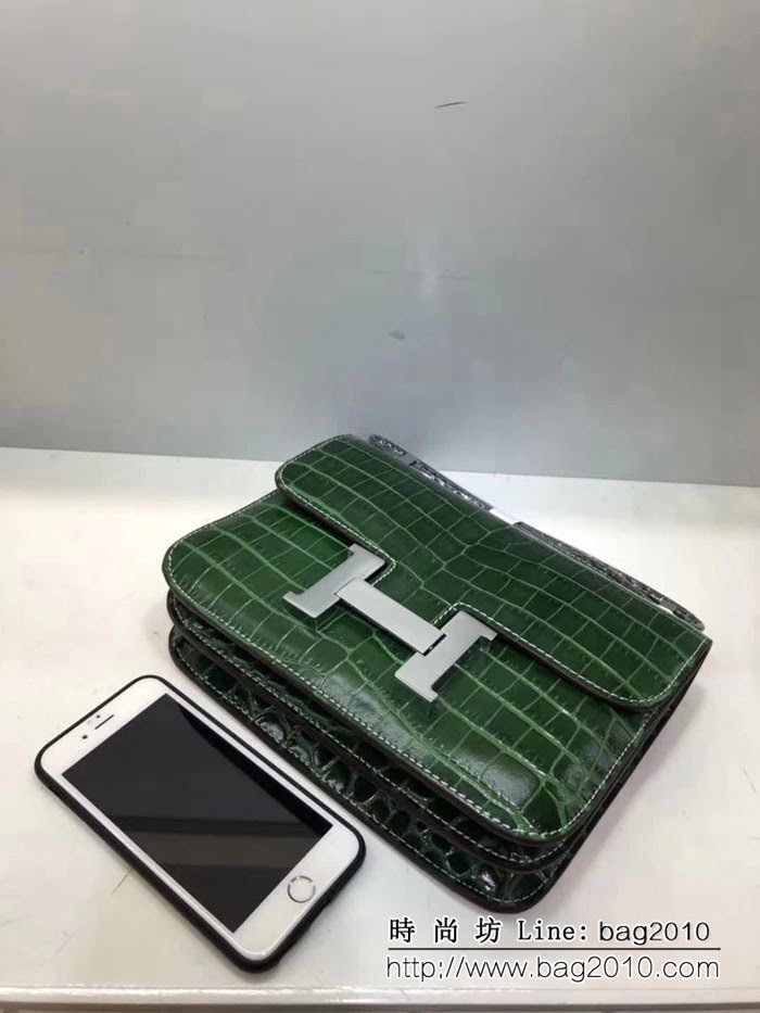 愛馬仕Hermes進口原版鱷魚紋牛皮 空姐包 可單肩斜跨 0AM1773